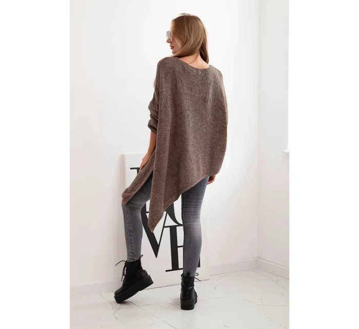 Dámský asymetrický vlněný svetr Plus Size s V výstřihem fango