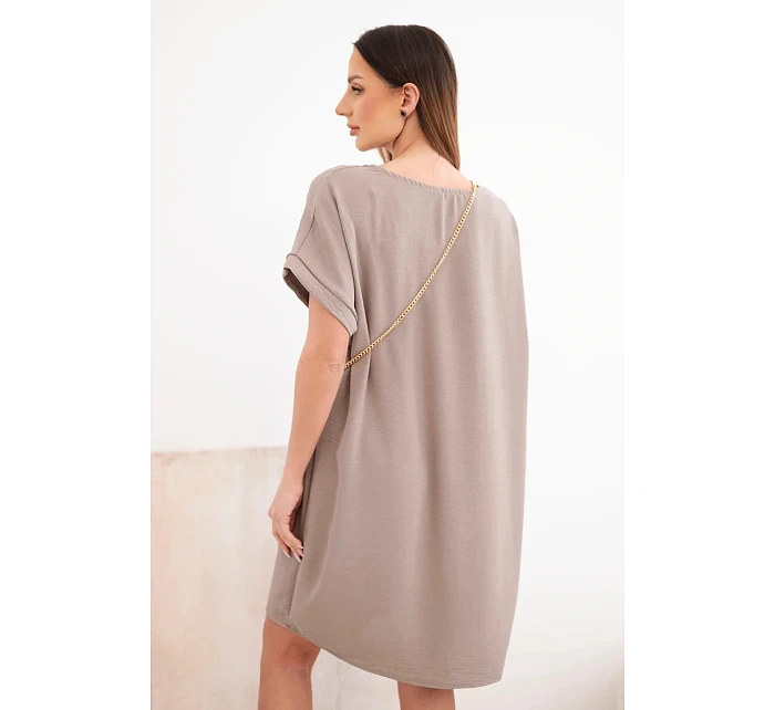 Dámské šaty s krátkým rukávem a kabelkou na řetízku fango