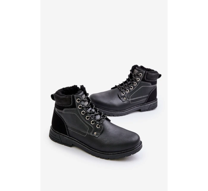 Zateplené pánské boty z eko kůže černé model 21679499 - EVENTO Zateplené pánské boty z eko kůže černé model 21679499 - EVENTO