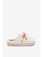 Dámské chlupaté papuče s kokardkou – ecru Minella
