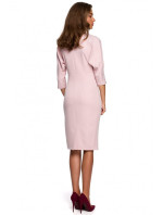 Dámské šaty s netopýřími rukávy model 19143799 Pudr růžová - STYLOVE