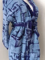 AKCE - Dětský froté župan modrý se vzorem - Vestis