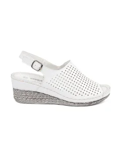 Designové dámské  sandály bílé na klínku