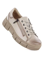 Dámské kožené boty na platformě béžové Cambell 26-19305 Dámské kožené boty na platformě béžové Cambell 26-19305