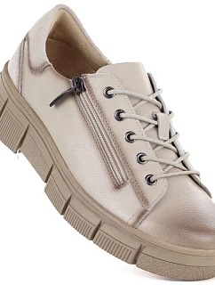 Dámské kožené boty na platformě béžové Cambell 26-19305