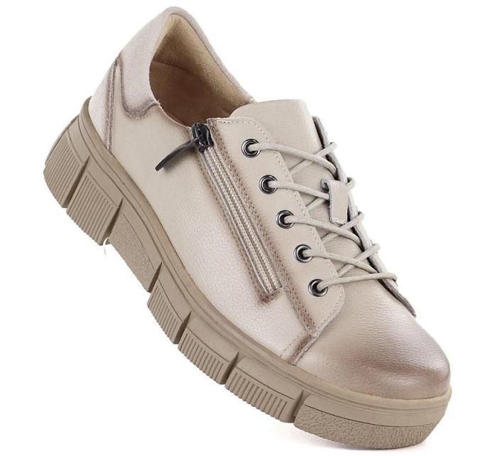 Dámské kožené boty na platformě béžové Cambell 26-19305 Dámské kožené boty na platformě béžové Cambell 26-19305