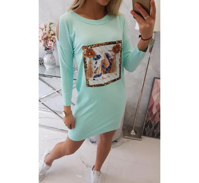 Šaty s 3D grafikou a ozdobnými volány mincovna Šaty s 3D grafikou a ozdobnými volány mincovna