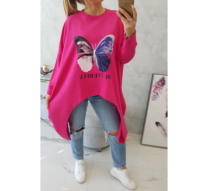 Oversize halenka s potiskem fuchsiová Oversize halenka s potiskem fuchsiová