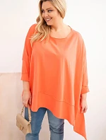Dámská tunika Plus Size z bavlny s asymetrickým spodním lemem meruňková