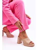 Kožené vysoké podpatky béžové Livesa Kožené vysoké podpatky béžové Livesa