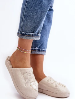 Lesklé dámské pantofle béžové Geraja