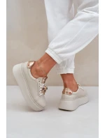 Dámské Kožené Tenisky model 21683829 Světle Béžové - CheBello