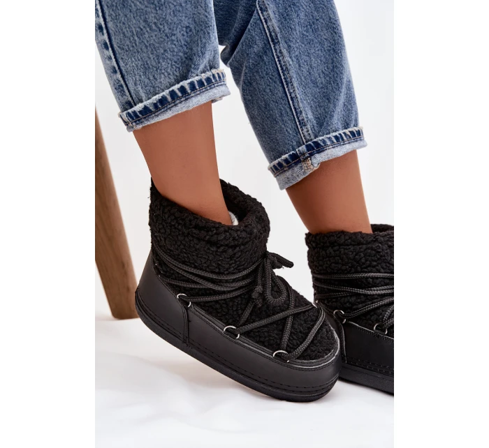 Dámské sněhule s kožíškem typu vázané Černé model 21757752 - Boto