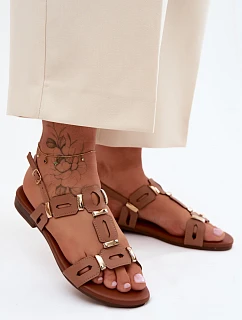 Dámské sandály Ploché Světle hnědé model 22140676 - S.Barski