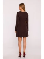 M872 Šaty s obrácenými záhyby - hnědé