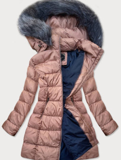 Dámská prošívaná zimní bunda ve starorůžové barvě (7701)