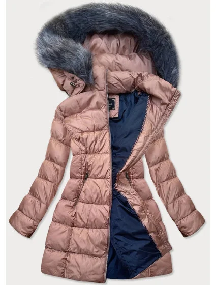 Dámská zimní prošívaná bunda starorůžová (7701)