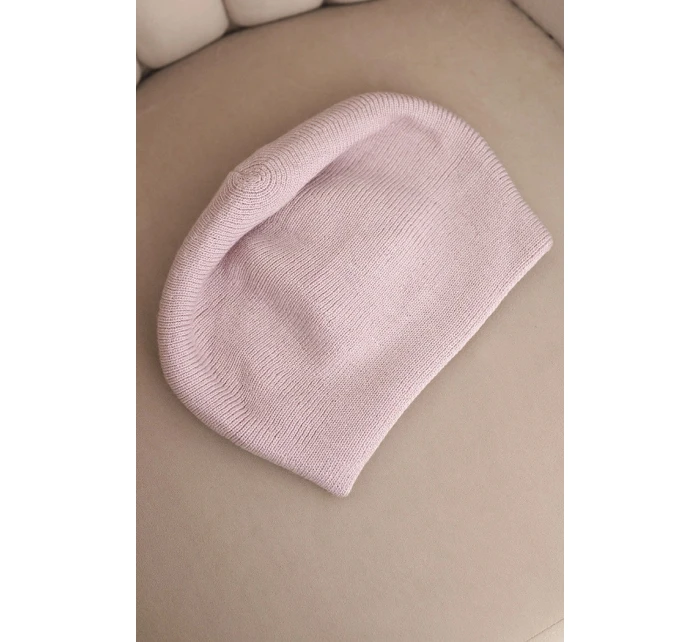 Dámská čepice vlněná klasická hladká beanie K420 fialová