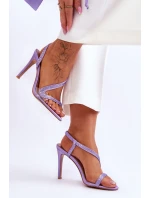 Elegantní nazouvací sandály na vysokém podpatku fialové model 21619520 - Boto