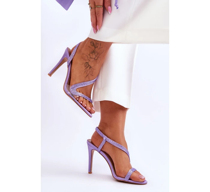 Elegantní nazouvací sandály na vysokém podpatku fialové model 21619520 - Boto