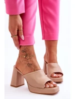 Kožené vysoké podpatky béžové Livesa Kožené vysoké podpatky béžové Livesa