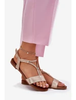 Dámské Plátěné Sandály S Pásky S.Barski KV51-120 Růžové Zlato Dámské Plátěné Sandály S Pásky S.Barski KV51-120 Růžové Zlato