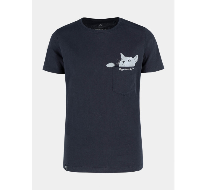Volcano Regular Silhouette T-Shirt T-Cat Junior G02370-W22 Námořnická modrá