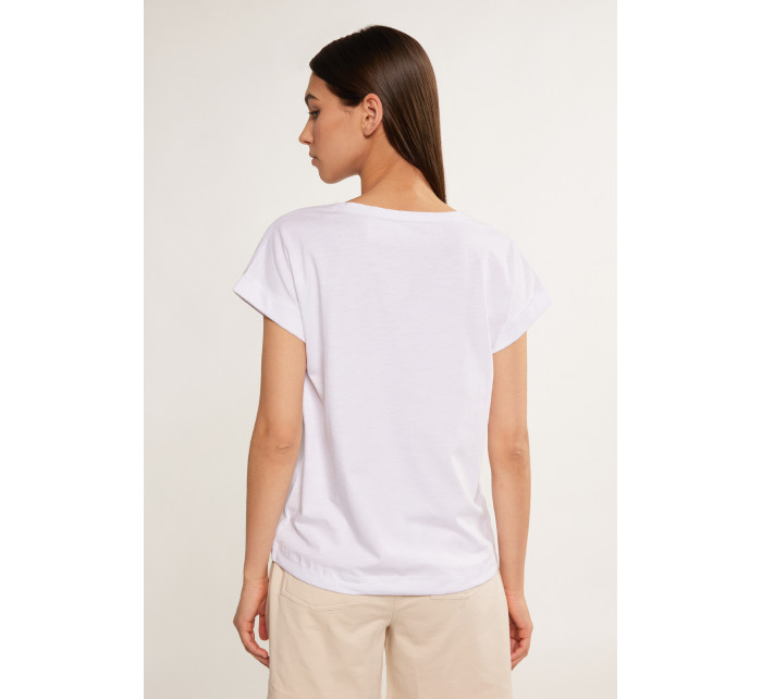 Monnari Halenky Bavlněné tričko s ozdobným panelem Multi White