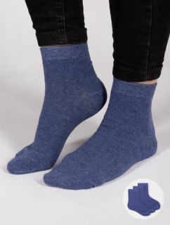 Yoclub Dívčí ponožky hladké se stříbrnou nití 3-pack SKA-0025G-1800 Navy Blue
