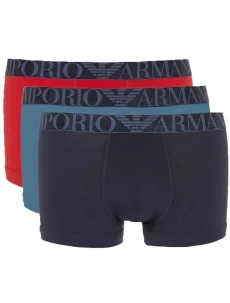 Pánské boxerky 3Pack 111357 4R726 modré/červené/tm. modré - Emporio Armani