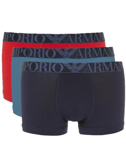 Pánské boxerky 3Pack 111357 4R726 modré/červené/tm. modré - Emporio Armani