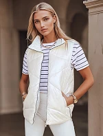 Dámská prošívaná vesta se stojáčkem krémová FashionStreet TY3042