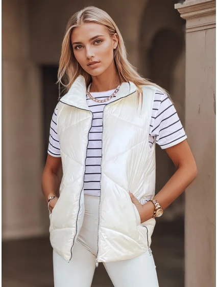 Dámská prošívaná vesta HOLO cream FashionStreet TY3042 Dámská prošívaná vesta HOLO cream FashionStreet TY3042