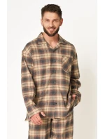 Pyžamo Key MNS 402 B24 Flanelové dlouhé/r 3XL-4XL pánské rozepínací Pyžamo Key MNS 402 B24 Flanelové dlouhé/r 3XL-4XL pánské rozepínací