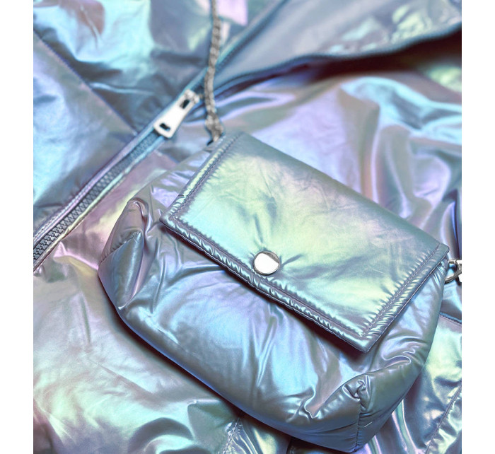 Světle modrá opalizující dámská bunda s taštičkou (AG3-07)