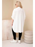 Dámská košile Plus Size z viskózy s květinovou výšivkou béžová