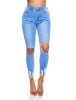 Sexy úzké roztrhané džíny s výřezy