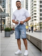 Pánské džínové šortky s dírami modré FashionStreet SX2574