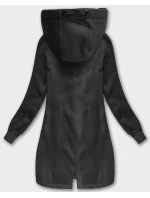 Dlouhá dámská mikina v grafitové barvě s kapucí (AMG-675/2)