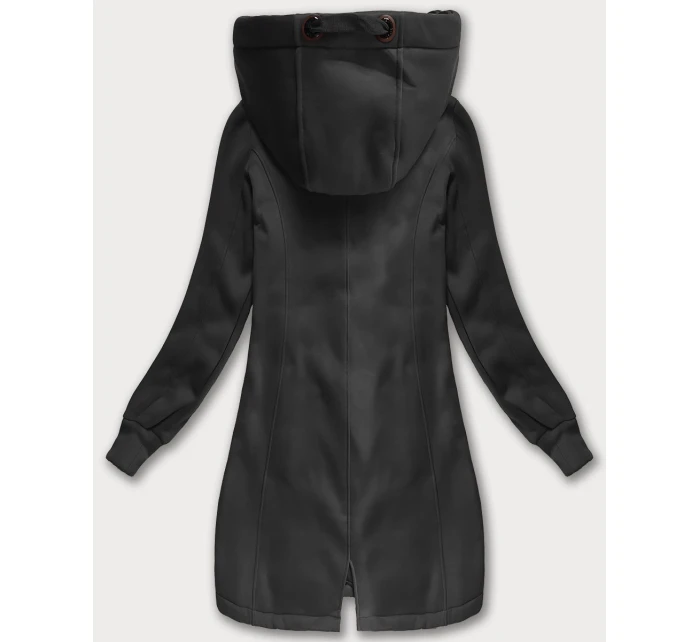 Dlouhá dámská mikina v grafitové barvě s kapucí (AMG-675/2)