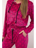 Dámská souprava z veluru s potiskem fuchsiová