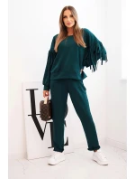 Dámský komplet máslový s třásněmi na rukávech mořský Dámský komplet máslový s třásněmi na rukávech mořský