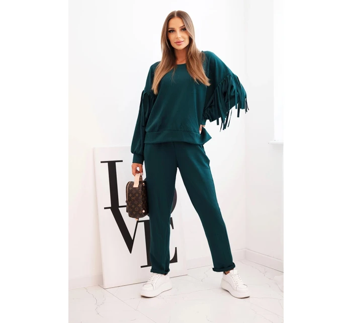 Dámský komplet máslový s třásněmi na rukávech mořský Dámský komplet máslový s třásněmi na rukávech mořský