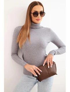Dámský svetr z viskózy s rolákem a dlouhým rukávem šedý