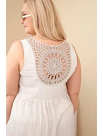 Dámské šaty Plus Size z viskózy s krajkou bez rukávů béžová Dámské šaty Plus Size z viskózy s krajkou bez rukávů béžová