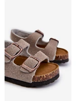 Dětské sandálky na korkové platformě se suchým zipem šedé Rorria Dětské sandálky na korkové platformě se suchým zipem šedé Rorria