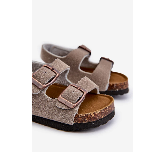 Dětské sandálky na korkové platformě se suchým zipem šedé Rorria Dětské sandálky na korkové platformě se suchým zipem šedé Rorria