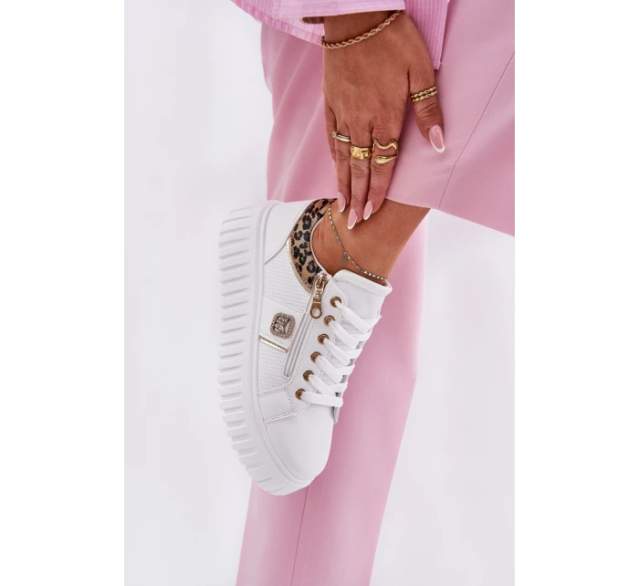 Dámské Sportovní Boty Na Platformě Z Eko Kůže Panther Bílé Velionna Dámské Sportovní Boty Na Platformě Z Eko Kůže Panther Bílé Velionna