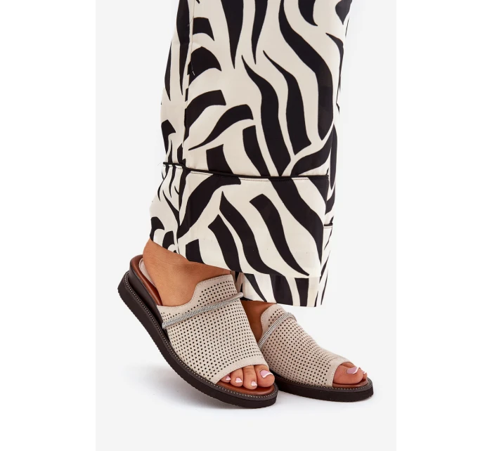 Dámské Klapky Na Klínu S Ozdobným Béžové model 21686874 - Boto Dámské Klapky Na Klínu S Ozdobným Béžové model 21686874 - Boto