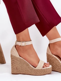 Dámské Sandály Na Klínu S Pletením Béžové model 21687930 - Boto